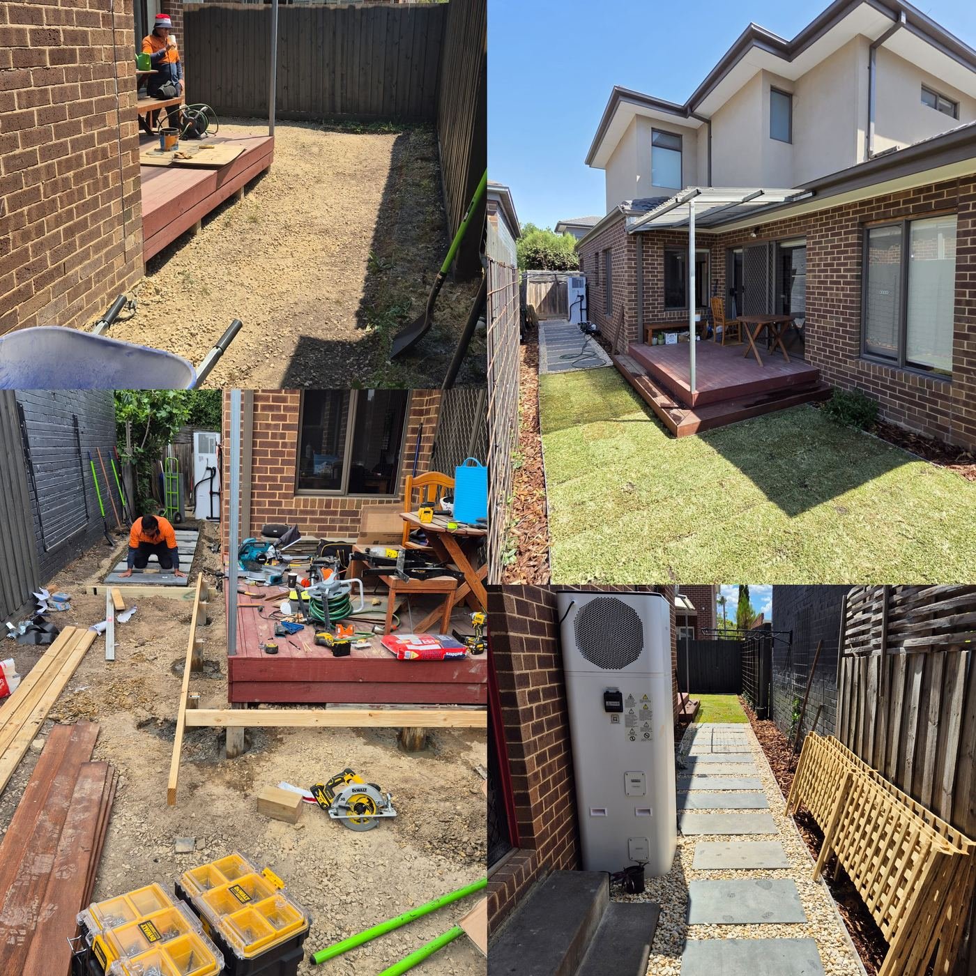 Backyard deck and turf before and after