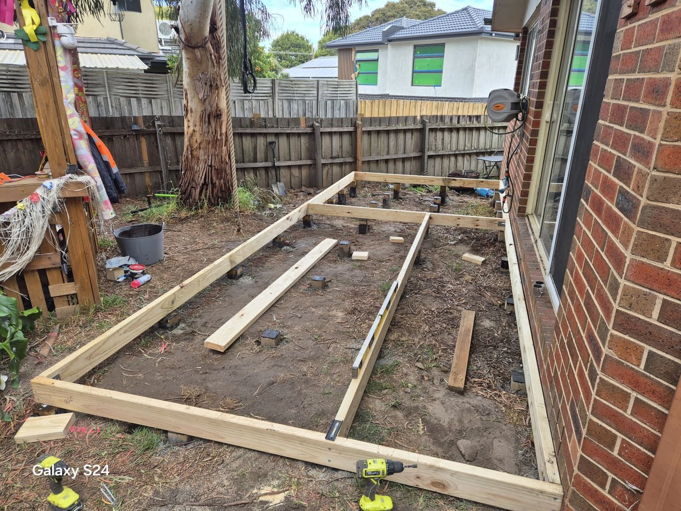 Deck subframe set out and levelled