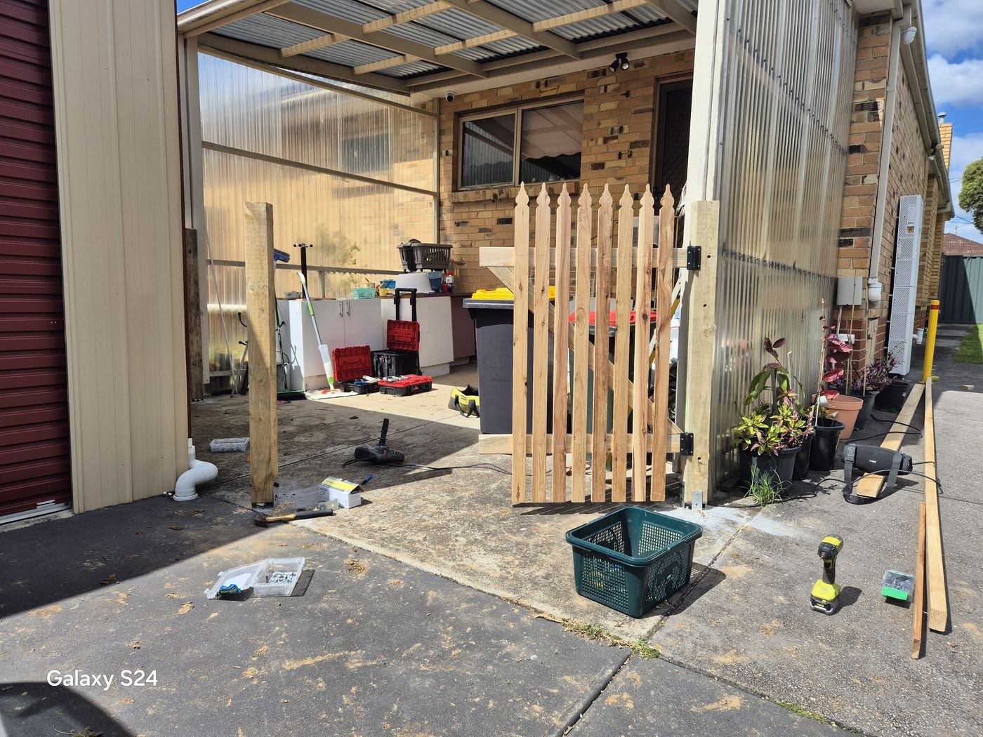 Timber gate under construction